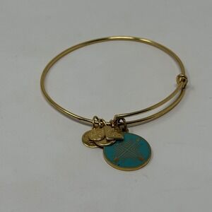Alex and Ani Charity by Design Teal Arrow‎ Bangle Bracelet Gold Tone 2017